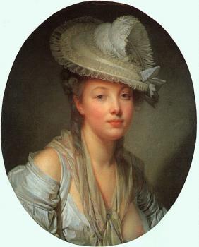讓 巴蒂斯特 格勒玆 Young Woman in a White Hat